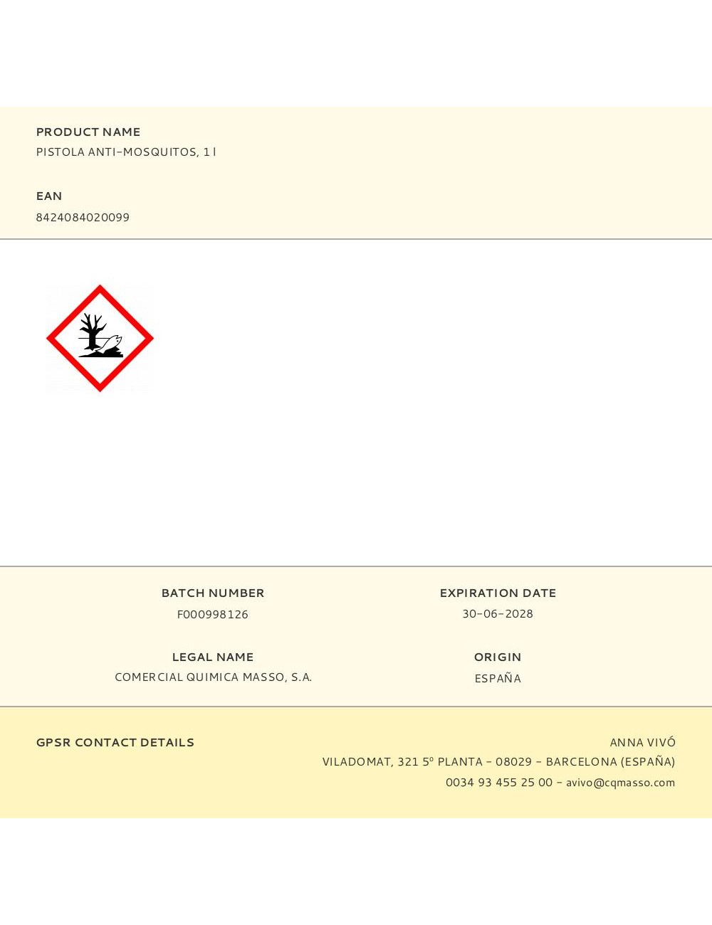 Pistola anti-mosquitos, 1 l