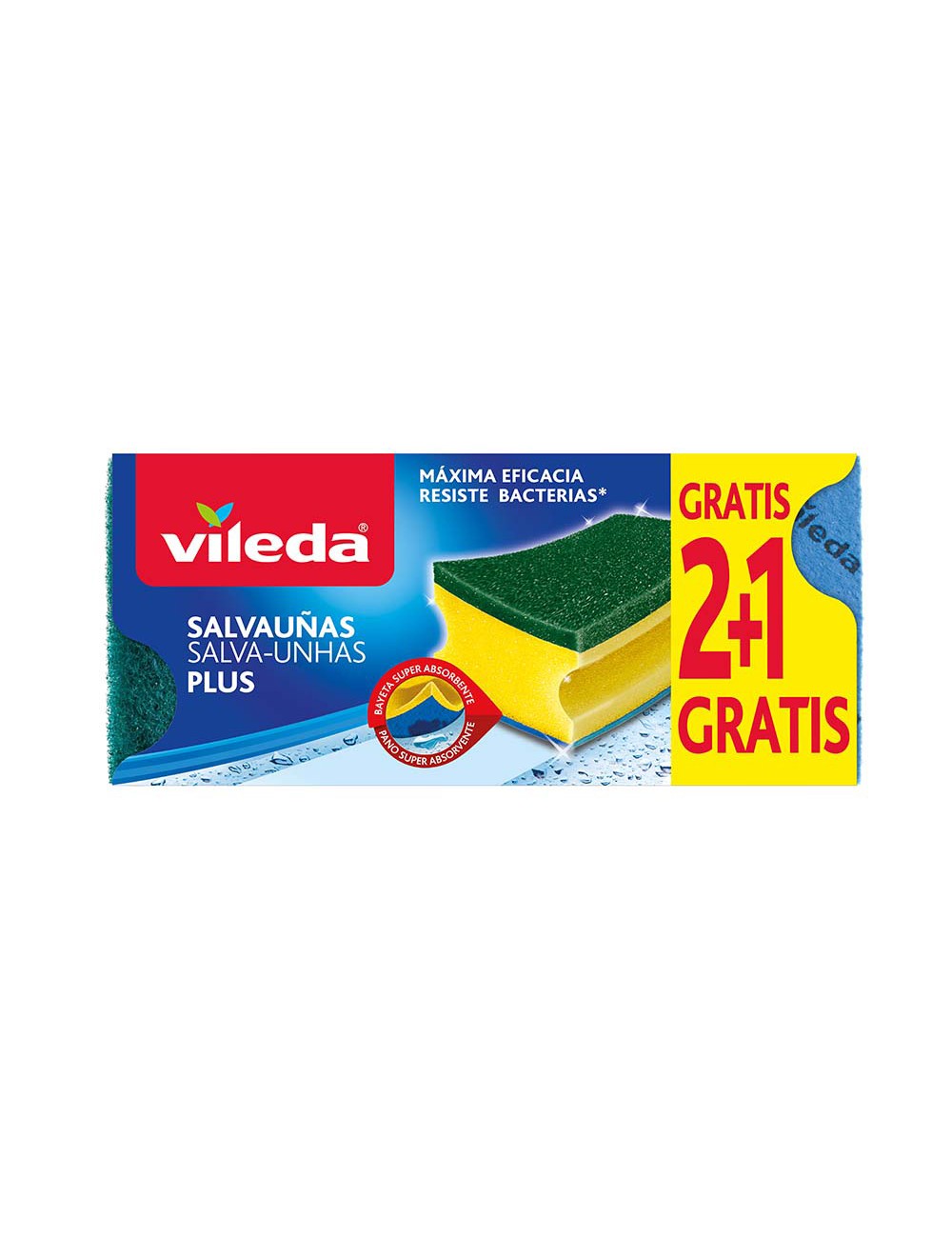 Estropajo con bayeta salvauñas antibacterias 2+1