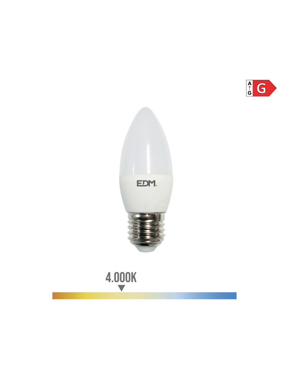 Bombilla vela led e27 5 w 400 lm 4000 k luz dia ø3,5 x 10 cm