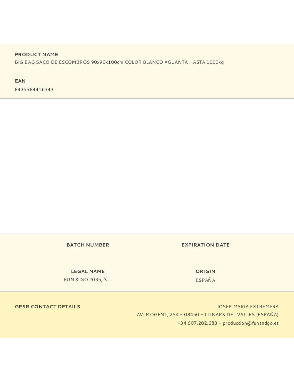 Big bag saco de escombros 90x90x100cm color blanco aguanta hasta 1000kg