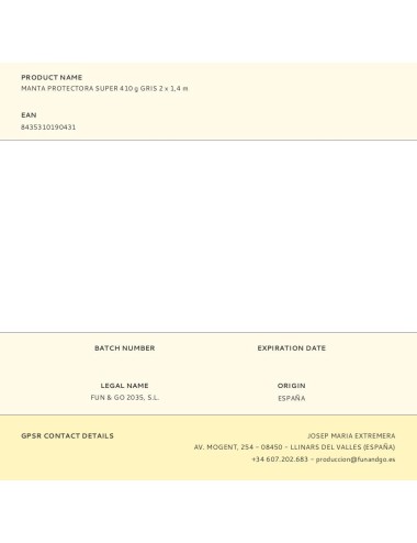 Manta protectora super 410 g gris 2 x 1,4 m