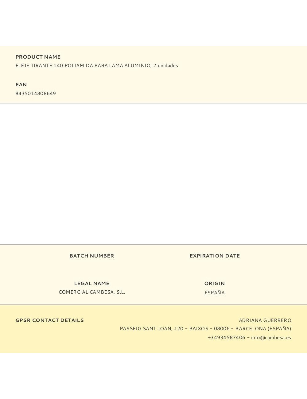 Fleje tirante 140 poliamida para lama aluminio, 2 unidades