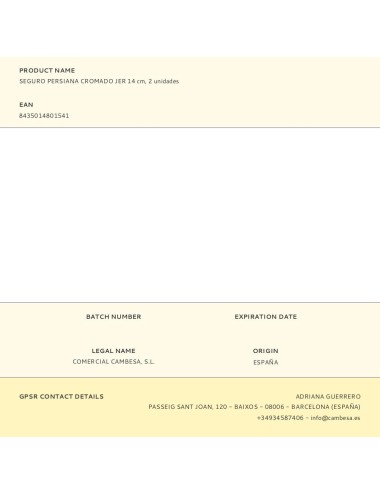 Seguro persiana cromado jer 14 cm, 2 unidades