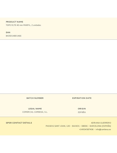 Tope 9170 40 mm marfil, 2 unidades