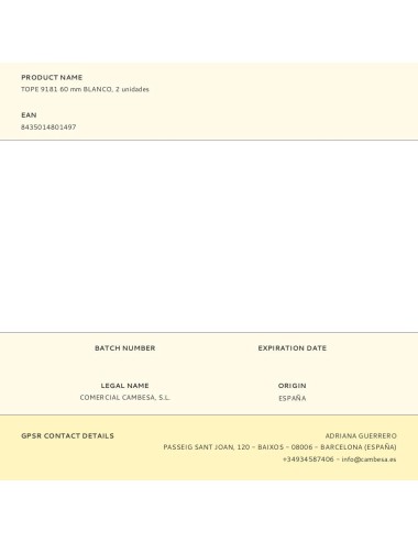 Tope 9181 60 mm blanco, 2 unidades