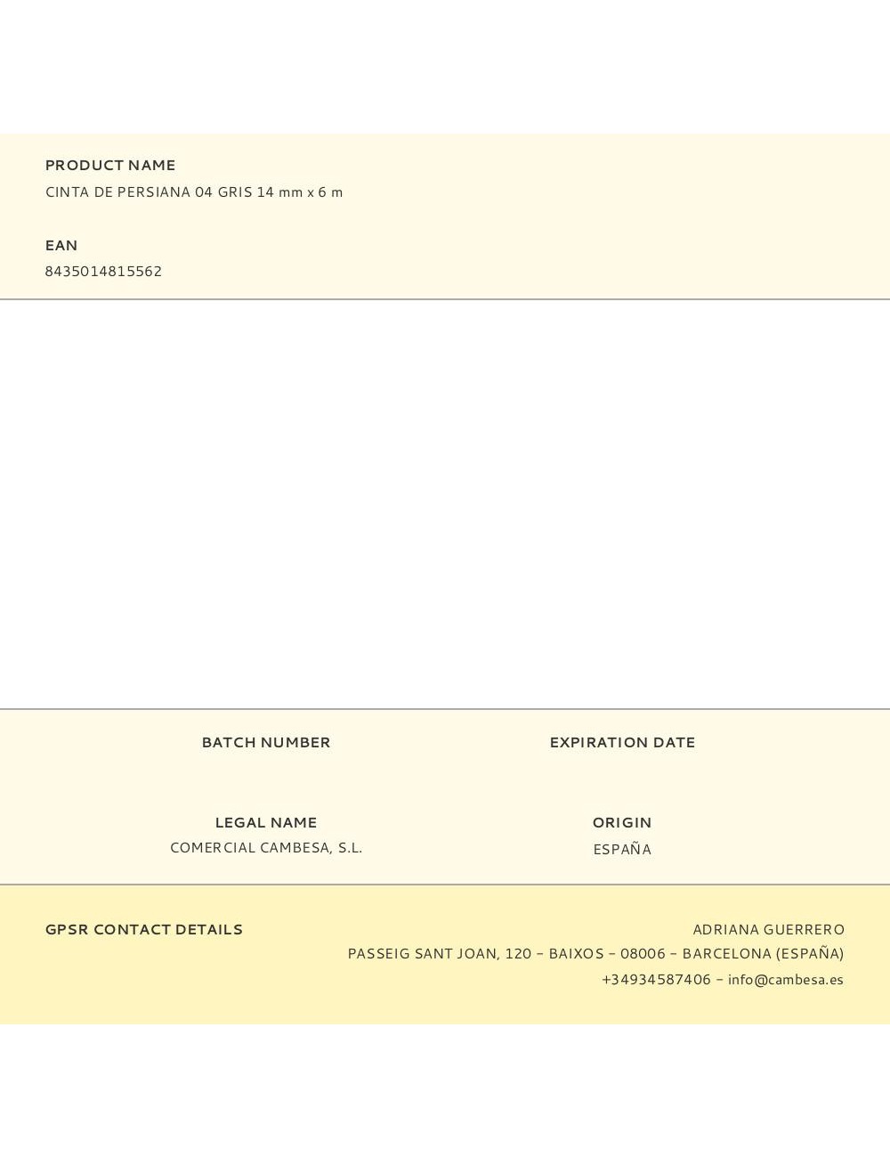 Cinta de persiana 04 gris 14 mm x 6 m