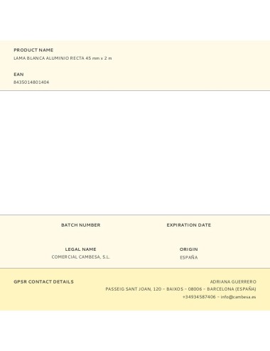 Lama blanca aluminio recta 45 mm x 2 m