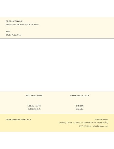 Reductor de presion blue bird