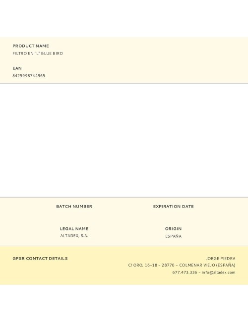 Filtro en "l" blue bird