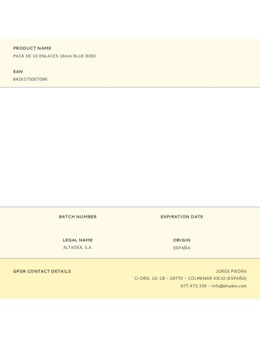 Pack de 10 enlaces 16mm blue bird