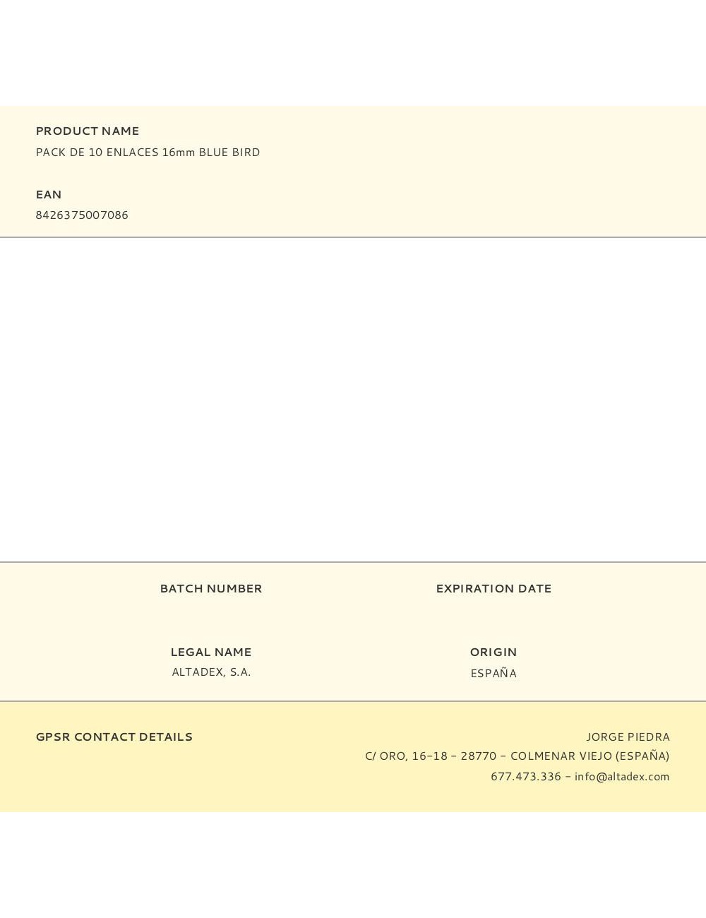 Pack de 10 enlaces 16mm blue bird