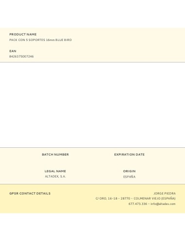 Pack con 5 soportes 16mm blue bird