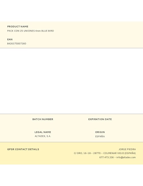 Pack con 25 uniones 4mm blue bird