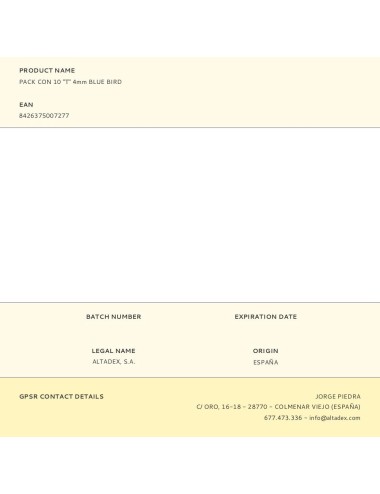 Pack con 10 "t" 4mm blue bird