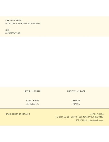Pack con 10 maxi jets 90° blue bird
