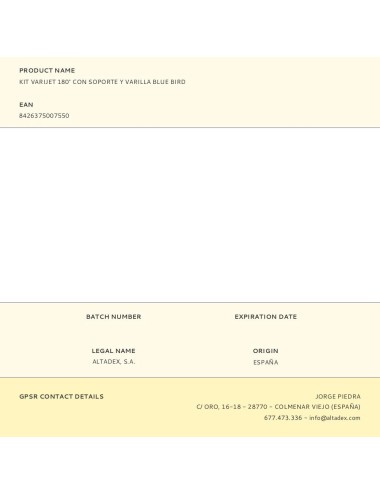 Kit varijet 180° con soporte y varilla blue bird