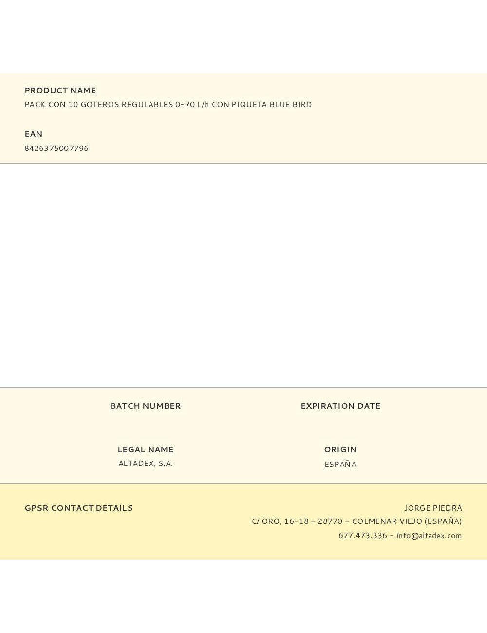 Pack con 10 goteros regulables 0-70 l/h con piqueta blue bird