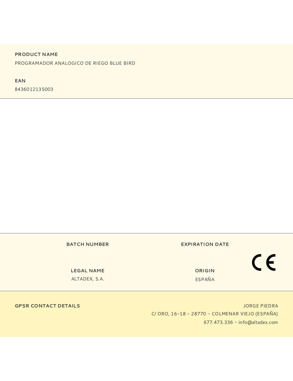 Programador analogico de riego blue bird