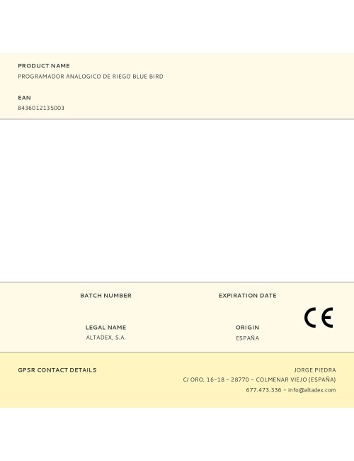 Programador analogico de riego blue bird