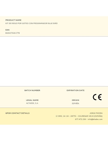 Kit de riego por goteo con programador blue bird