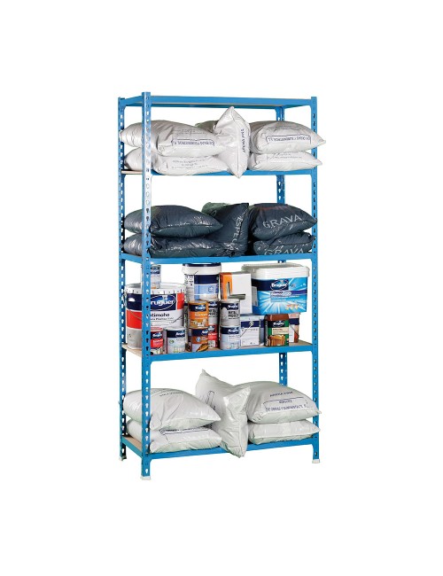 Estanteria metalica sin tornillos con aglomerado maderclick plus 5/500 simon rack