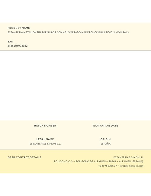 Estanteria metalica sin tornillos con aglomerado maderclick plus 5/500 simon rack