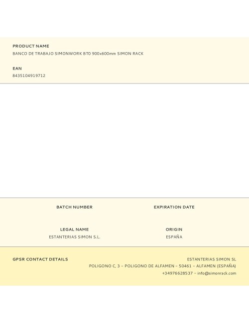 Banco de trabajo simonwork bt0 900 x 600 mm