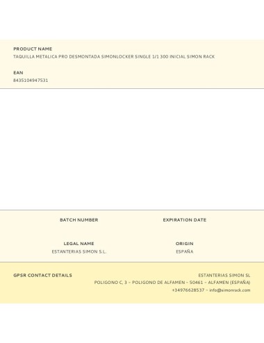 Taquilla metalica pro desmontada simonlocker single 1/1 300 inicial simon rack