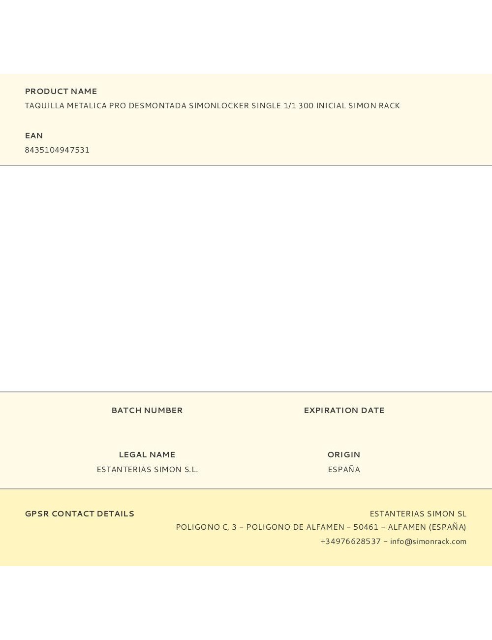 Taquilla metalica pro desmontada simonlocker single 1/1 300 inicial simon rack