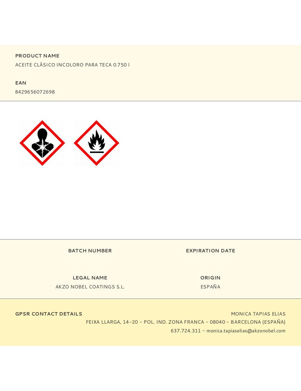 Aceite clásico para teca incoloro 750 ml