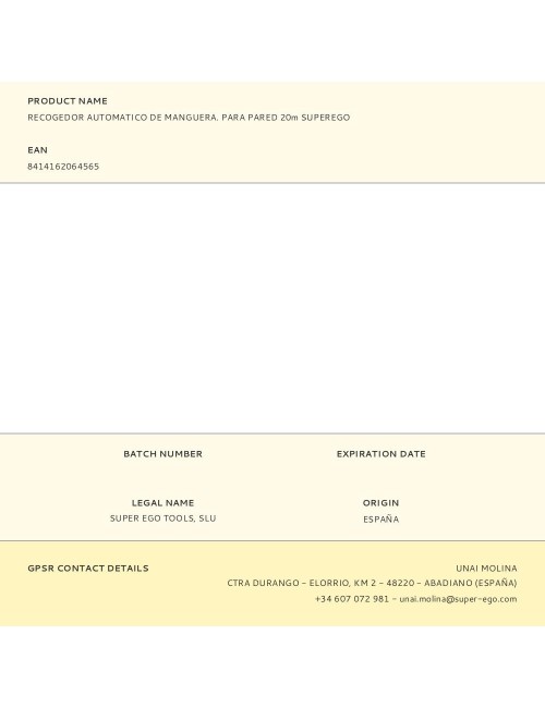 Recogedor automatico de manguera. para pared 20m superego