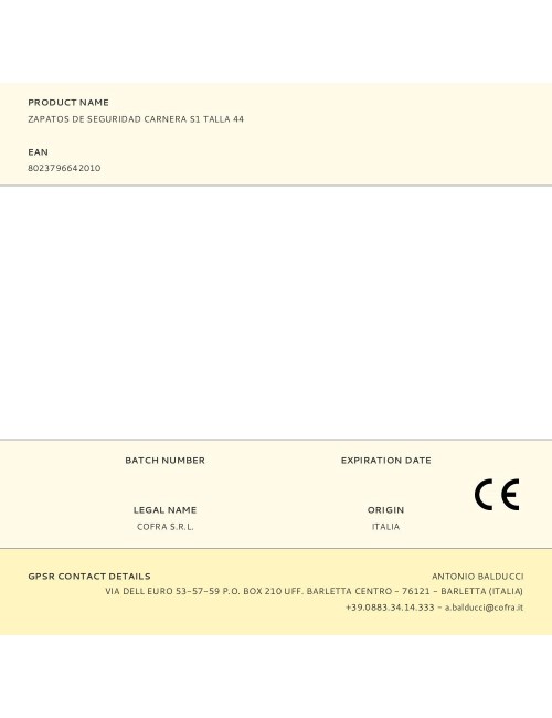 Zapatos de seguridad carnera s1 talla 44