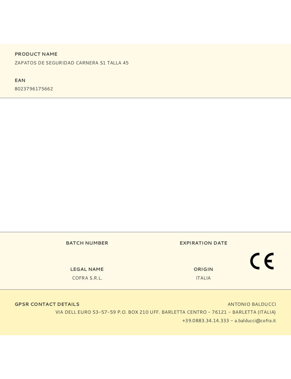 Zapatos de seguridad carnera s1 talla 45