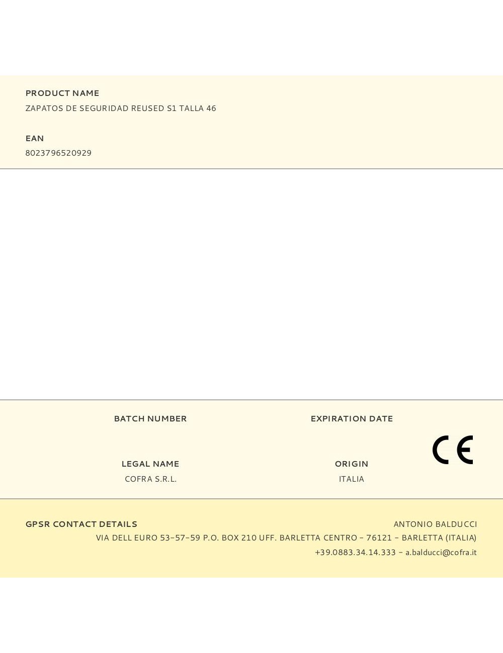 Zapatos de seguridad reused s1 talla 46