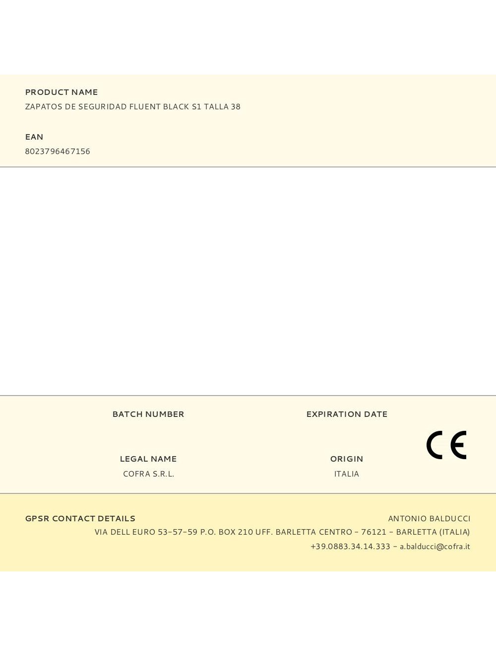 Zapatos de seguridad fluent black s1 talla 38