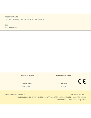 Zapatos de seguridad fluent black s1 talla 39