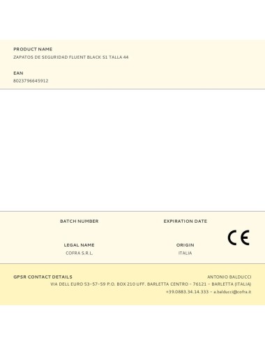 Zapatos de seguridad fluent black s1 talla 44