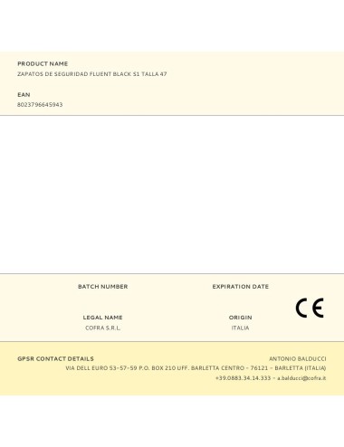 Zapatos de seguridad fluent black s1 talla 47