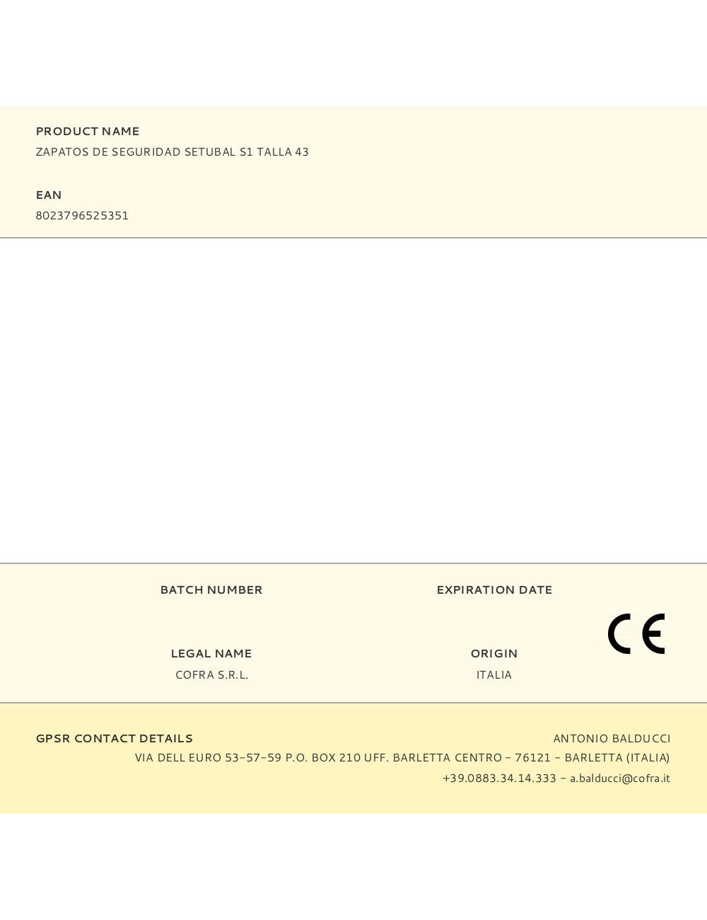 Zapatos de seguridad setubal s1 talla 43