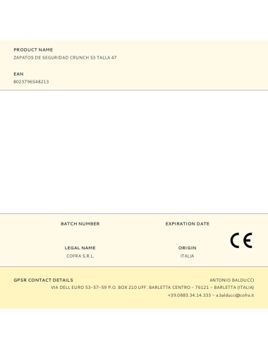 Zapatos de seguridad crunch s3 talla 47