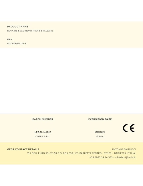 Bota de seguridad riga s3 talla 43