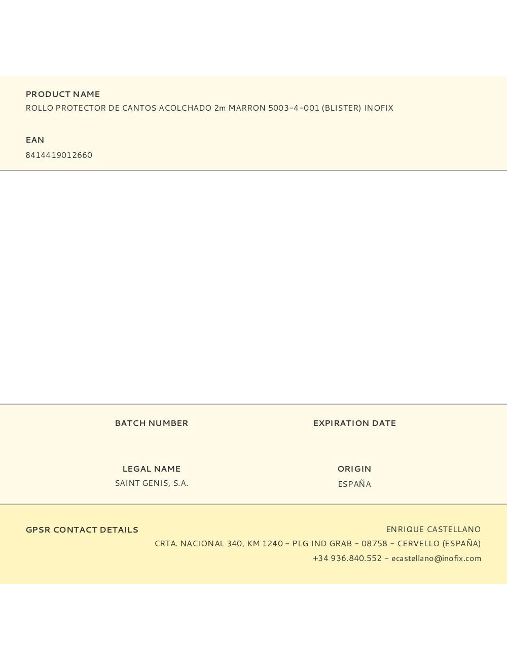 Rollo protector de cantos acolchado 2m marron 5003-4-001 (blister) inofix