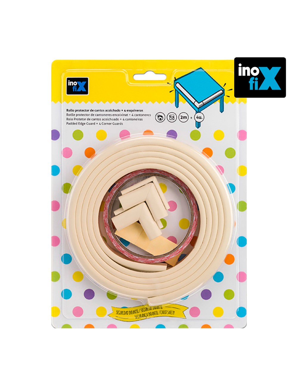 Rollo protector cantos 2m + 4 esquineras blanco 5004-2-001 (blister) inofix