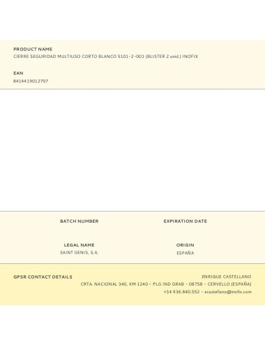 Cierre seguridad multiuso corto blanco 5101-2-001 (blister 2 unid.) inofix