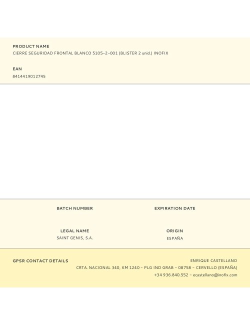 Cierre seguridad frontal blanco 5105-2-001 (blister 2 unid.) inofix