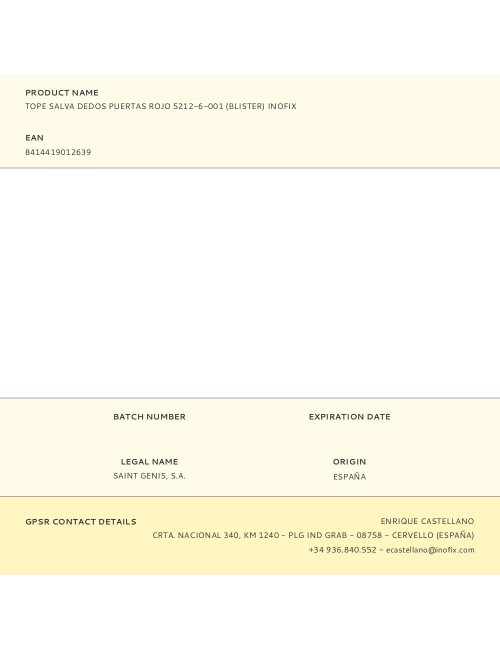 Tope salva dedos puertas rojo 5212-6-001 (blister) inofix