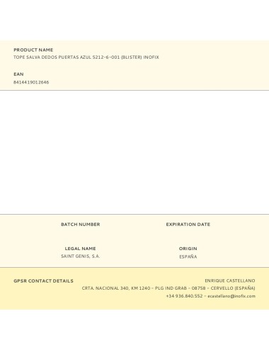 Tope salva dedos puertas azul 5212-6-001 (blister) inofix