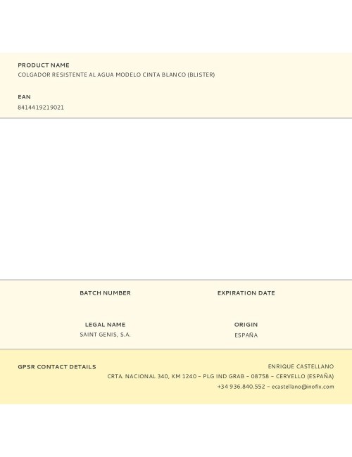 Colgador resistente al agua modelo cinta blanco (blister)