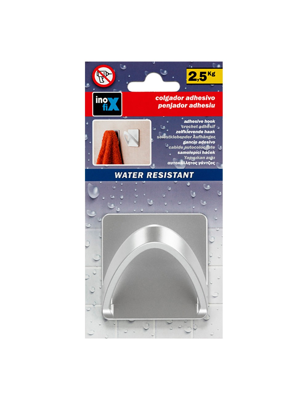 Colgador resistente al agua modelo cinta cromo (blister)