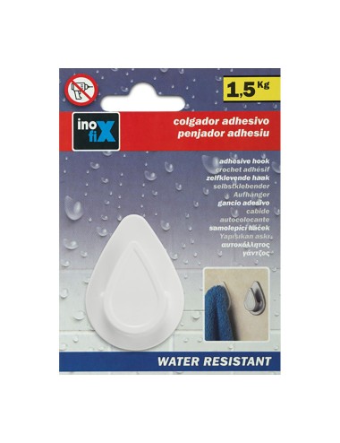 Colgador resistente al agua modelo gota blanco (blister)